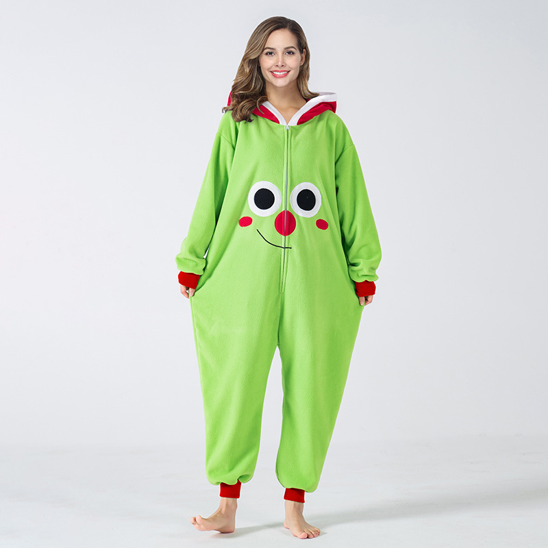 Factory Wholesale Red Nose One-Piece Pajamas Cosplay Festival Costume Hooded Cute Loungewear