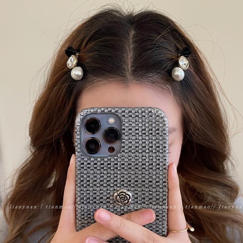 Classic Style Rhinestone Pearl High-End Barrettes Side Clip 2023 Internet Hot New Forehead Bang Clip Female Hairpin