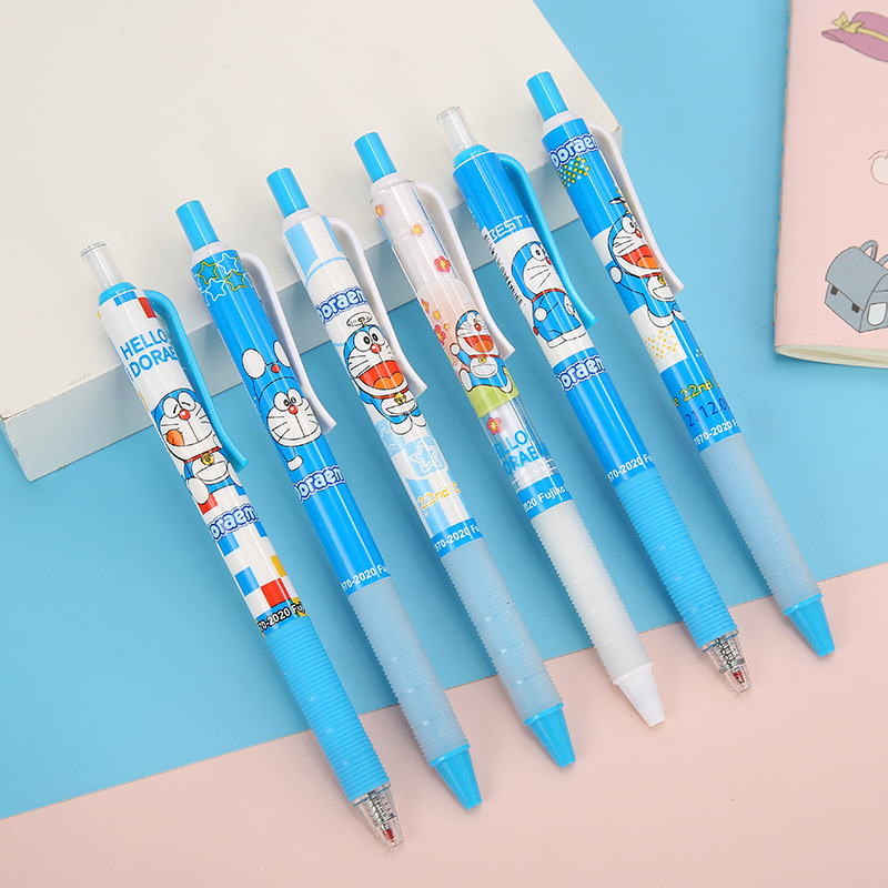 卡通可爱哆啦a梦黑色中性笔 创意机器猫动漫中性按动式水笔批发
