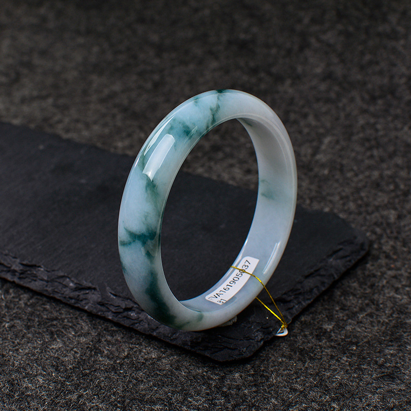 玉翡翠手镯新品冰糯种冰飘花镯子少女细款玉手镯飘兰花