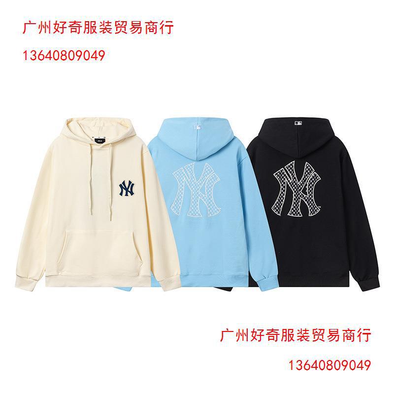 潮牌mlb23高品质秋冬新款ny刺绣背后老花满标男女情侣连帽卫衣衫