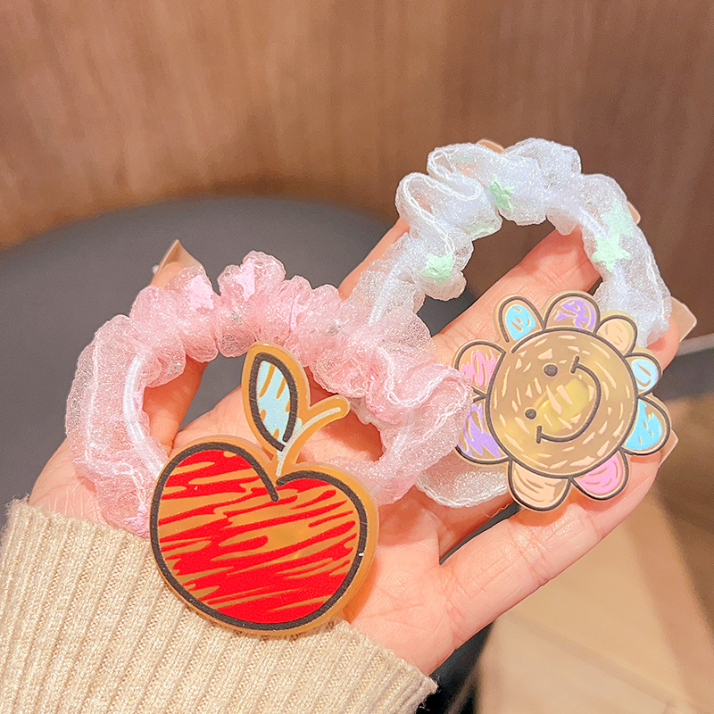 Sweet and Simple Fruit Hair Rope Headdress Graceful Online Influencer Pleated Large Intestine Hair Ring Hair Tie Rubber Band Hair Accessories Girl's Cute