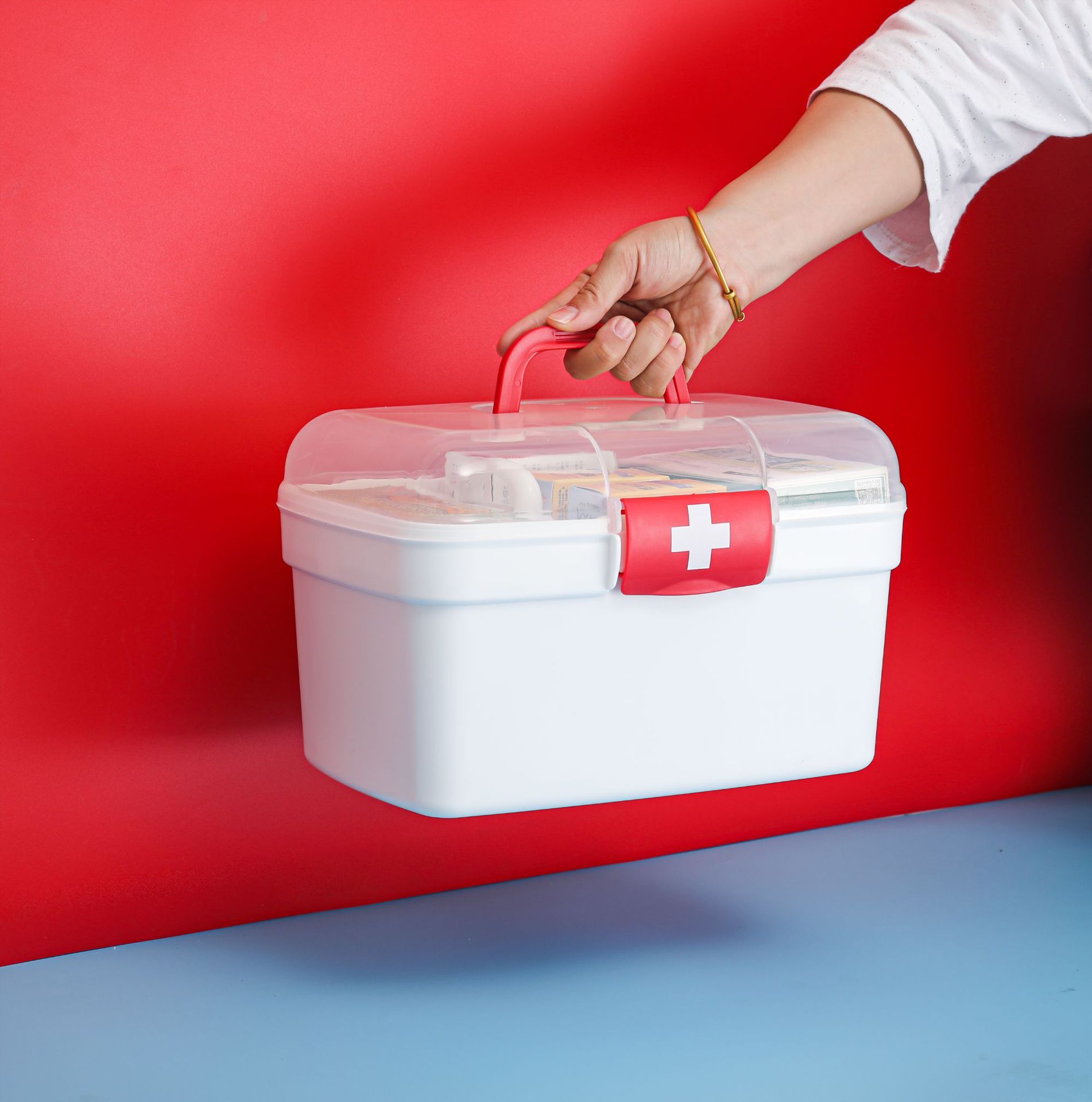 家庭药箱收纳医药箱药品箱厂家批发可加印logo小药箱活动赠品药箱