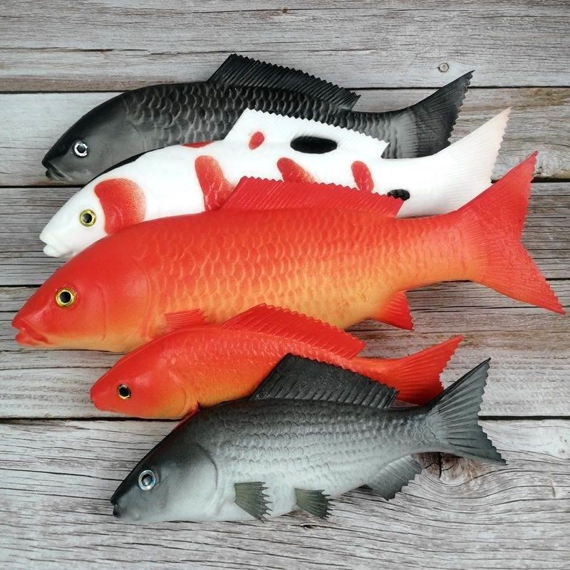 仿真鲤鱼模型假大红灰鲤鱼道具海洋馆超市家居装饰摆件pu手感软真