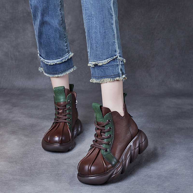 以一秋冬新款松糕厚底坡跟软底短靴复古女靴时尚百搭