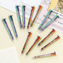 学生用多色圆珠笔按压式6色合一彩色多功能圆珠笔创意文具手账笔