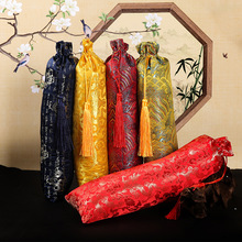 中国风古典书画卷轴收纳防尘布袋红色黄色流苏挂件diy长形包装袋