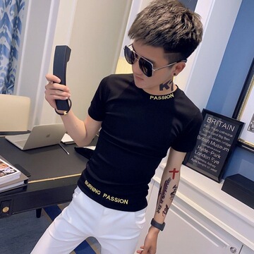 短袖男t恤韩版中青年社会短袖男生衣服夏天修身半袖潮流百搭体恤