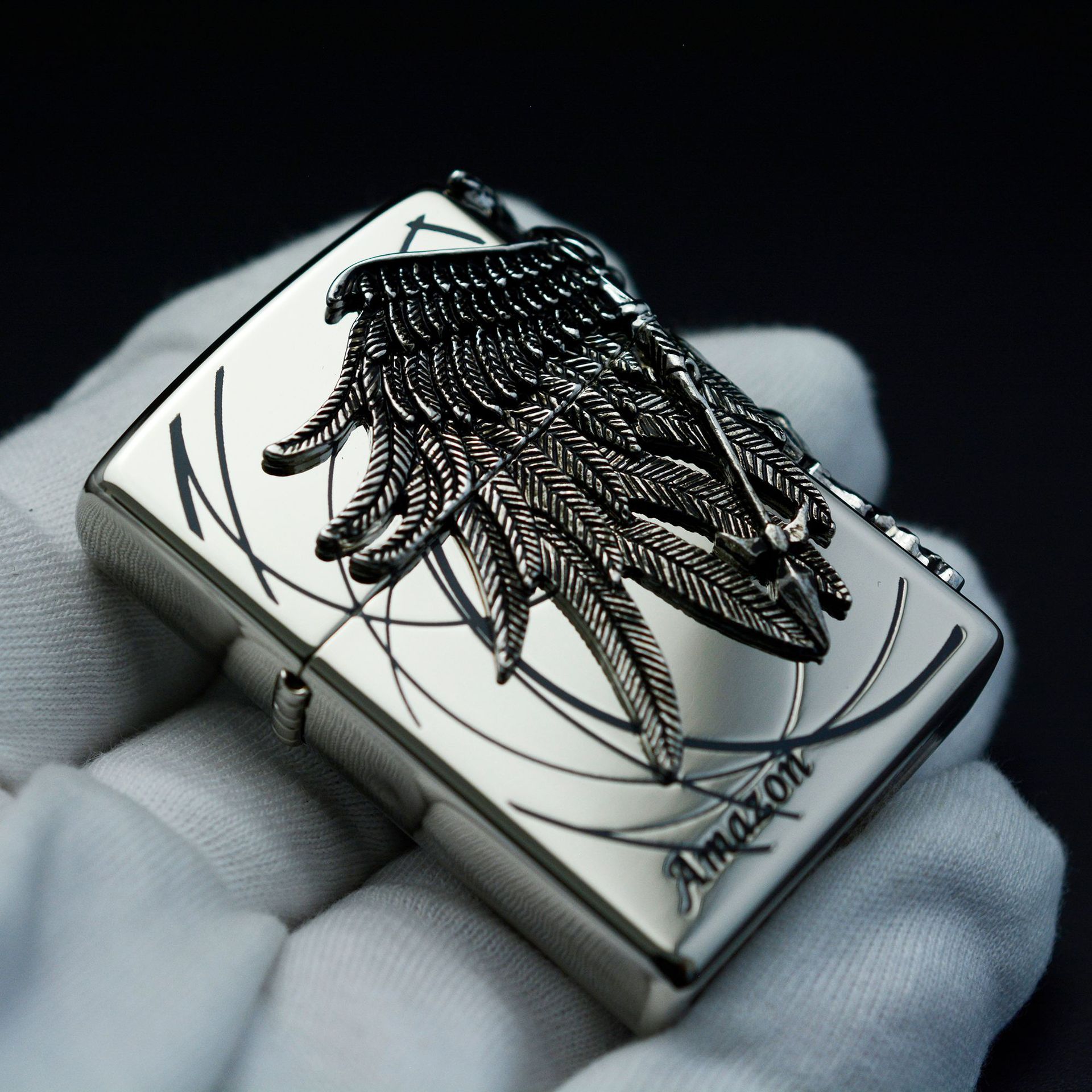 zippo打火机银色亚马逊女战士天使战神zbt136b行货带码