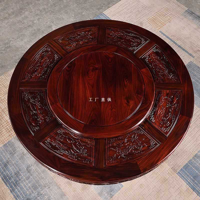 hf2x印尼黑酸枝红木餐桌圆桌中式实木家具非洲酸枝歺桌椅阔叶黄檀