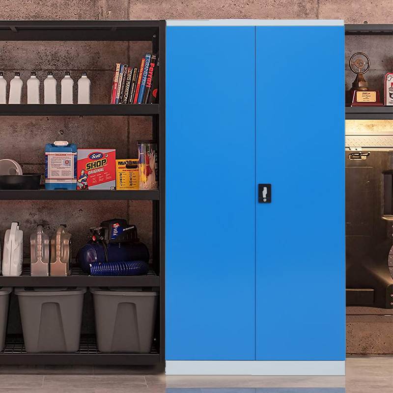 车库储物柜多层工具柜汽修维修零件柜 蓝色二屉带隔板工具柜