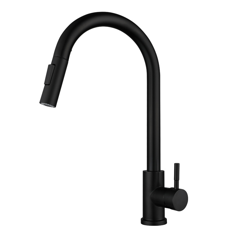 Brushed Black Gold Kitchen Faucet Hot and Cold Retractable Kitchen Faucet 304 Stainless Steel Pull Sink Faucet Water Tap