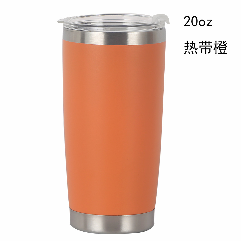 European and American New 20Oz Cup Amazon Cold Insulation Cup Stainless Steel 304 Plastic Spray Vehicle-Borne Cup Large Ice Cup