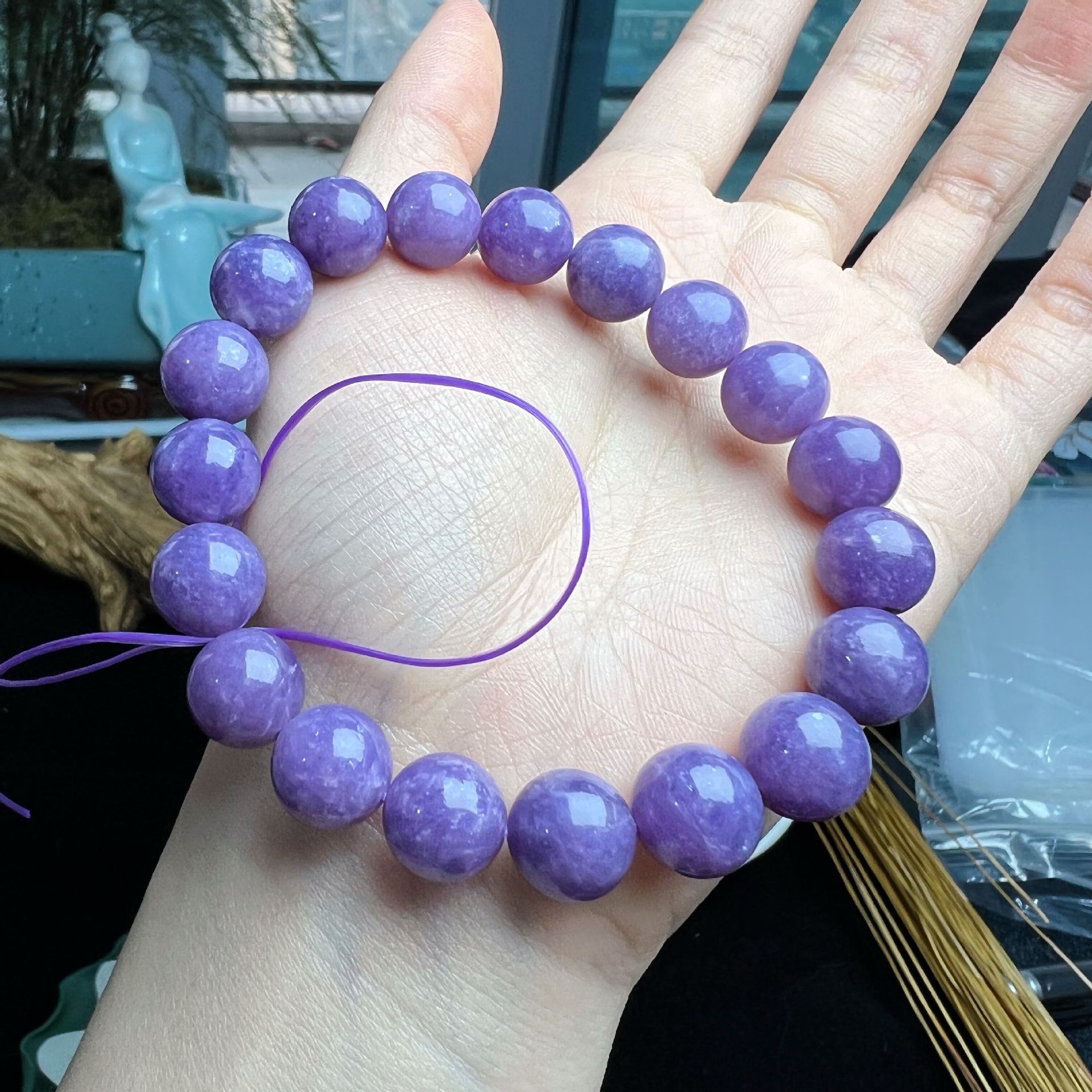 【紫锂云母】天然小价位紫丁香手串深紫色星光闪片水晶舒俱来共生