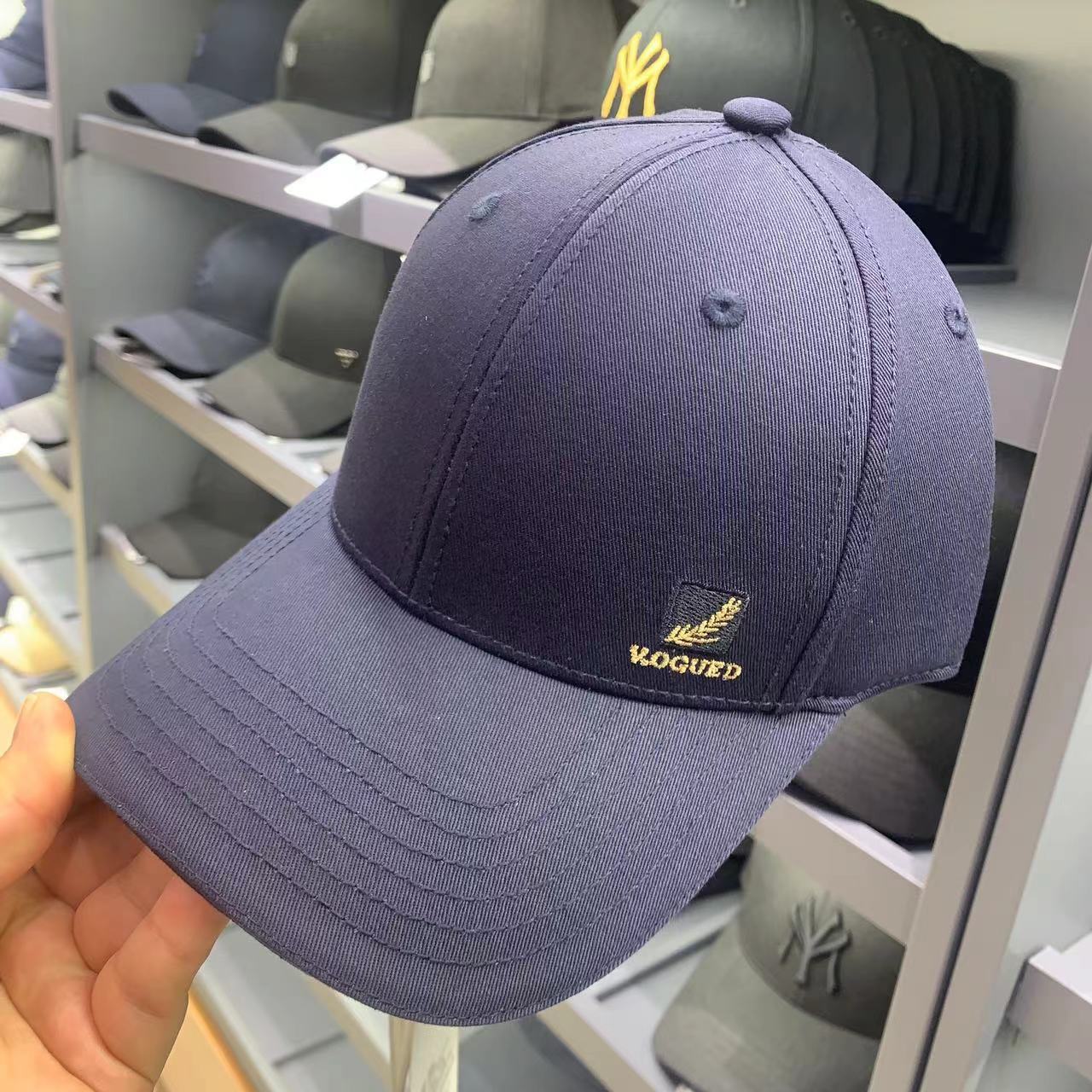 2024春秋新款大头围鸭舌帽子男款硬顶刺绣麦穗棒球帽男士黑色