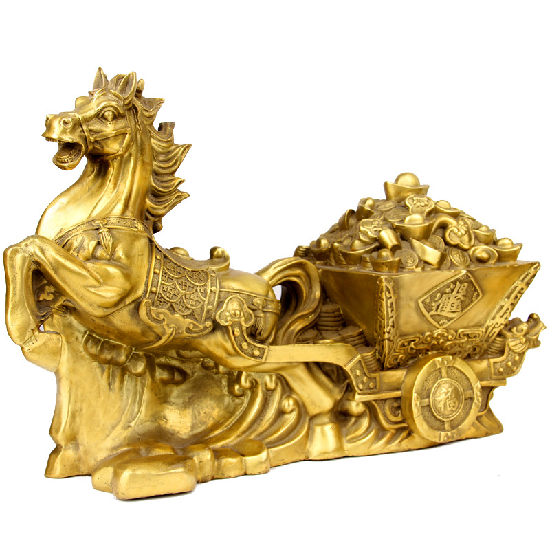 批发 铜日进斗金马拉车摆件 铜马拉元宝摆件 铜马拉车摆件 铜马