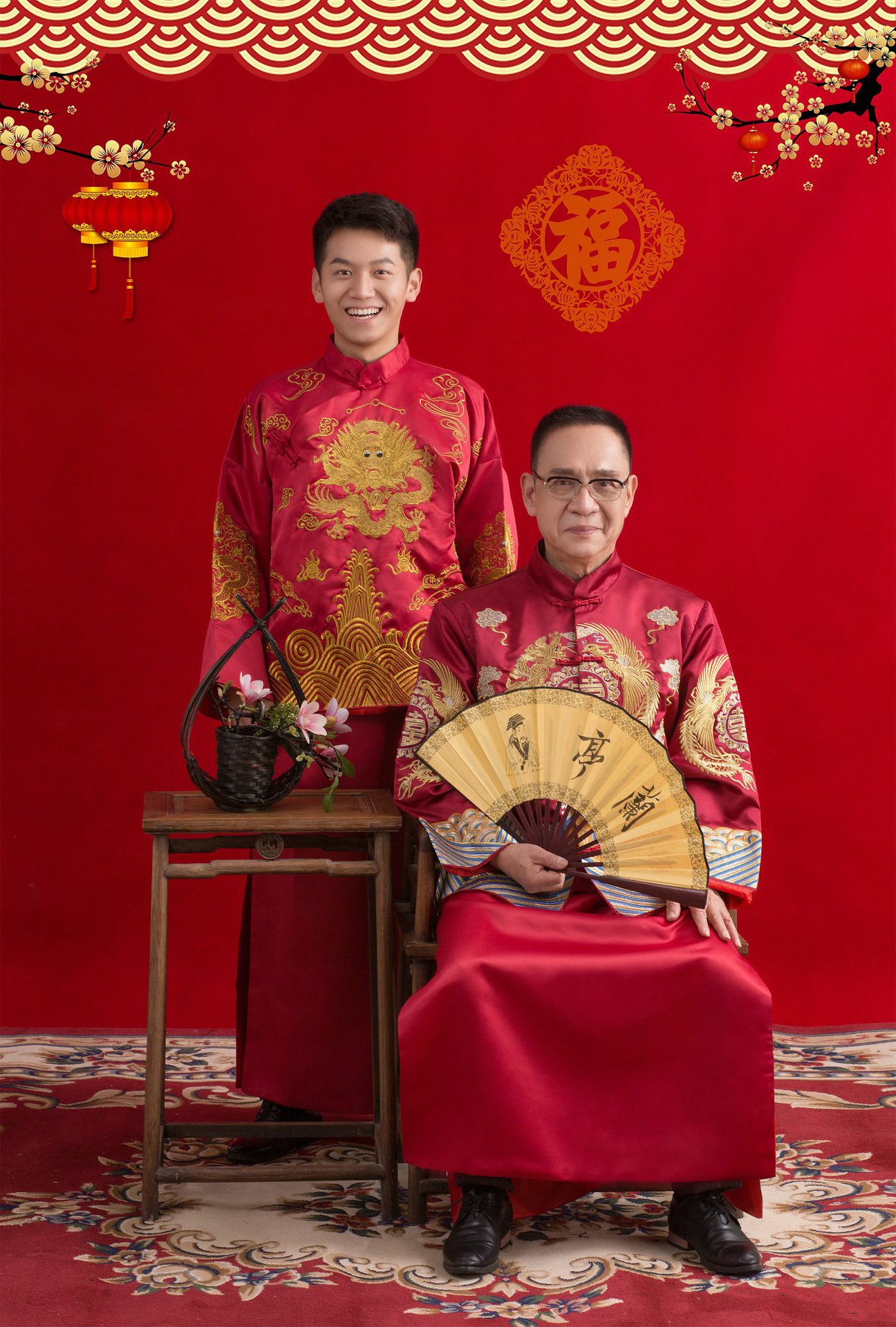 影楼全家福民国风主题服装中式中国风家庭装唐装新年拍照衣服古装