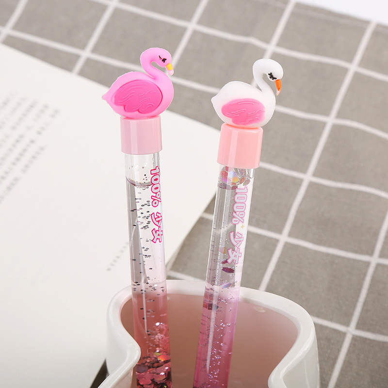 Creative Student Pen Trending Cute Girl Quicksand Gel Pen Cute Silicone Doll Hairstyle Oil Water-Based Sign Pen Wholesale