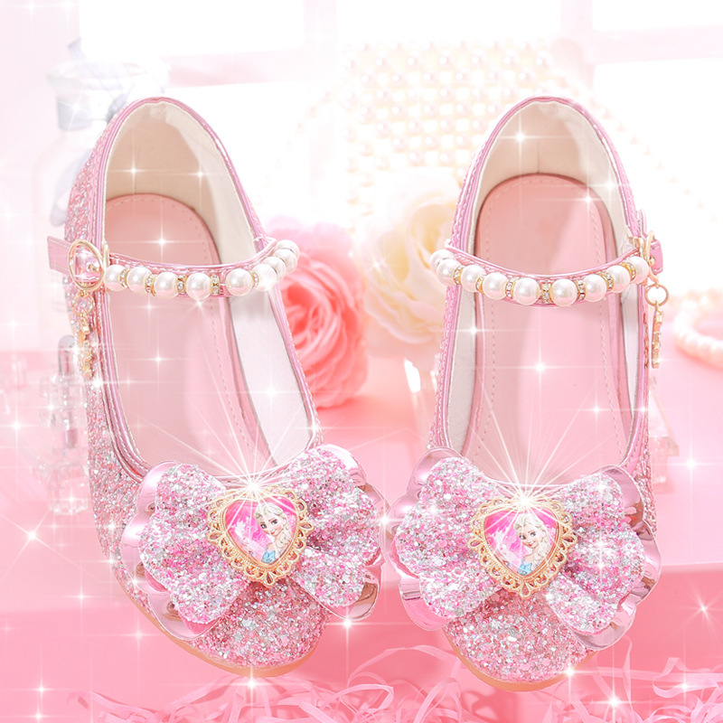 儿童高跟鞋女4水晶冰公主女童鞋子5岁爱莎小女孩冰雪奇缘童鞋皮鞋