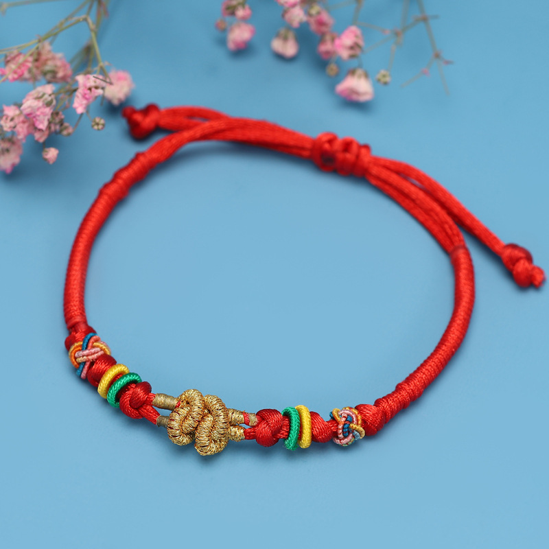 Dragon Boat Festival Colorful Rope Bracelet Birth Year Male and Female Red Rope Dorje Knot Ruyi Knot Couple Lucky Carrying Strap