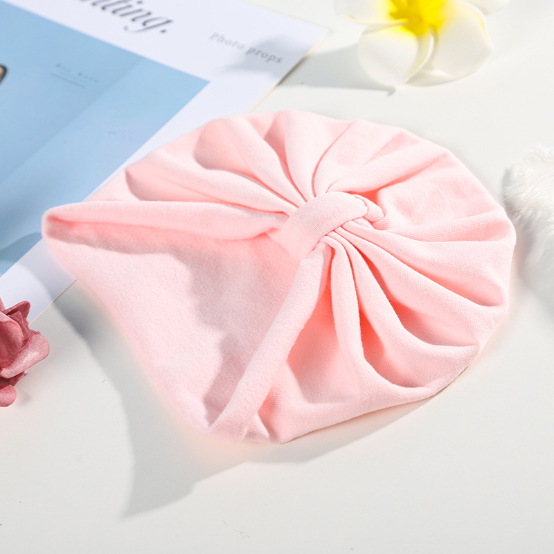 2023 New Baby Hat Solid Color Bow Fontanel Hat Newborn Care Door Beanie Hair Band