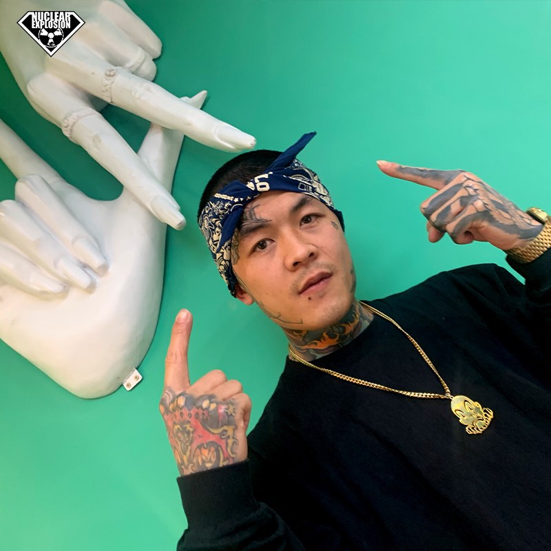 核爆全视之眼共济会藏青色奇卡诺西海岸匪帮头巾嘻哈方巾哈雷面巾