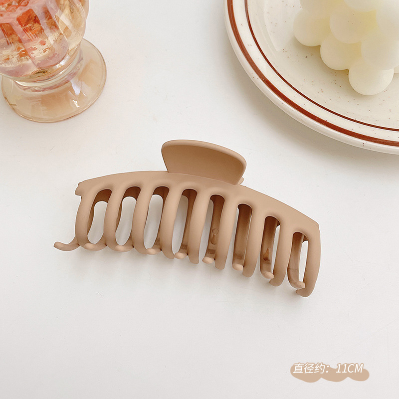 Milk Coffee Color Grip Women's Frosted Clip Hairware High-Grade Hairpin Plush Barrettes Large Size Shark Clip Hair Claw Wholesale