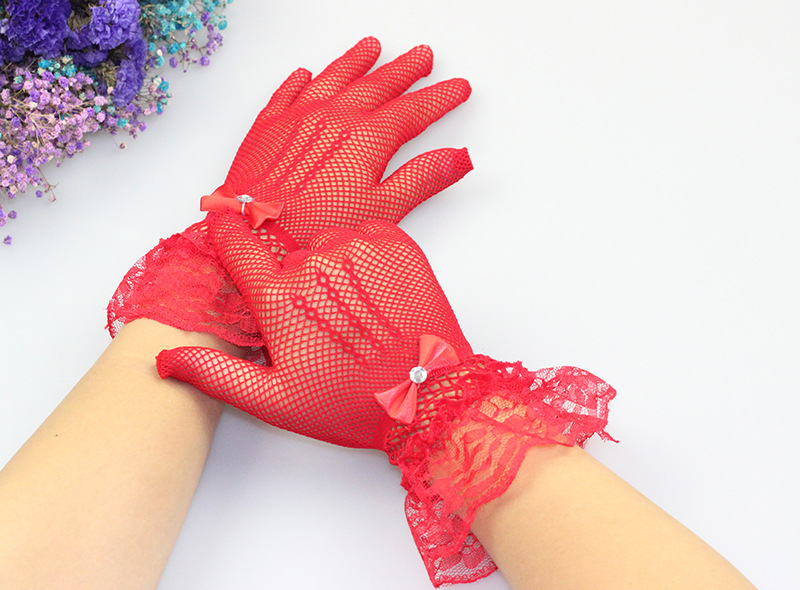 女款网纱蕾丝礼服舞蹈演出直播装饰手套四季婚纱配饰花边手套批发