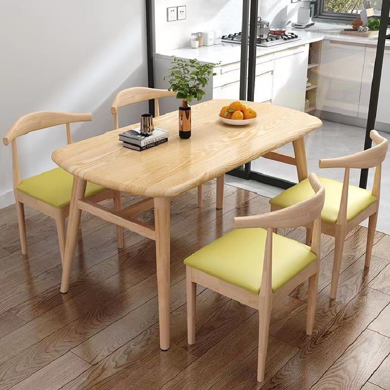 餐椅靠背北欧简约书房凳子书桌学生学习卧室家用仿实木铁艺牛角椅
