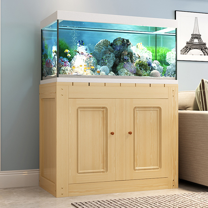 鱼缸底柜木制鱼缸底座架子家用小型多层组合简易实木鱼缸柜定做