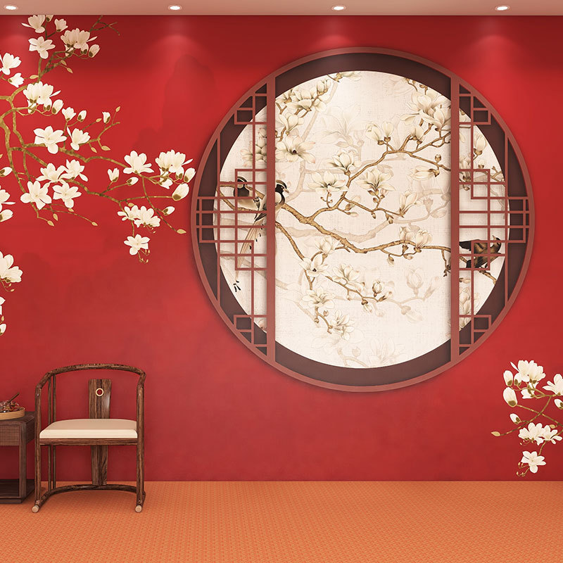 复古中式故宫红墙壁纸汉服古装拍照墙布古风换装馆剧本杀装饰墙纸