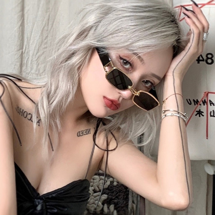 2022 New Sunglasses Street Shot Hipster Same Style Small Square Glasses Fashion Joint Iron Hoop Sunglasses Female Fashion Glasses