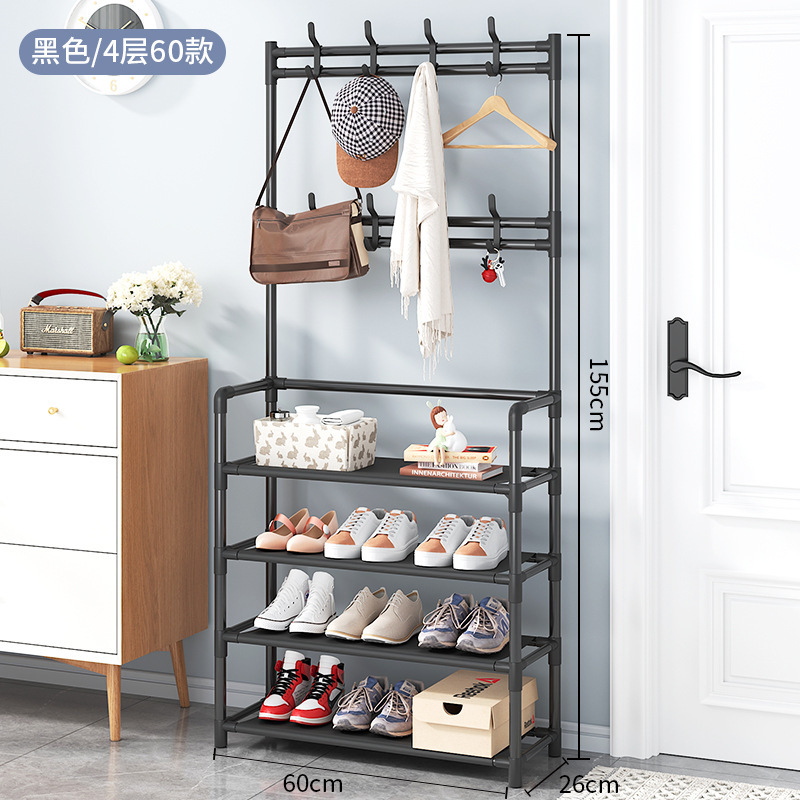 Simple Hanger Floor-Standing Household Coat Rack Dormitory Storage Shoe Rack Multi-Layer Space-Saving Shoes and Hat Rack Storage Rack Wholesale