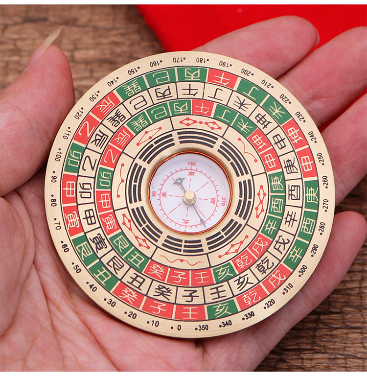新款2寸3寸纯铜实心综合盘指南针八卦随身携带小铜圆罗盘罗经仪批