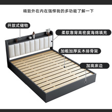 简约现代卧室实木床1.8米出租房主卧双人床1.5榻榻米单人床落地床