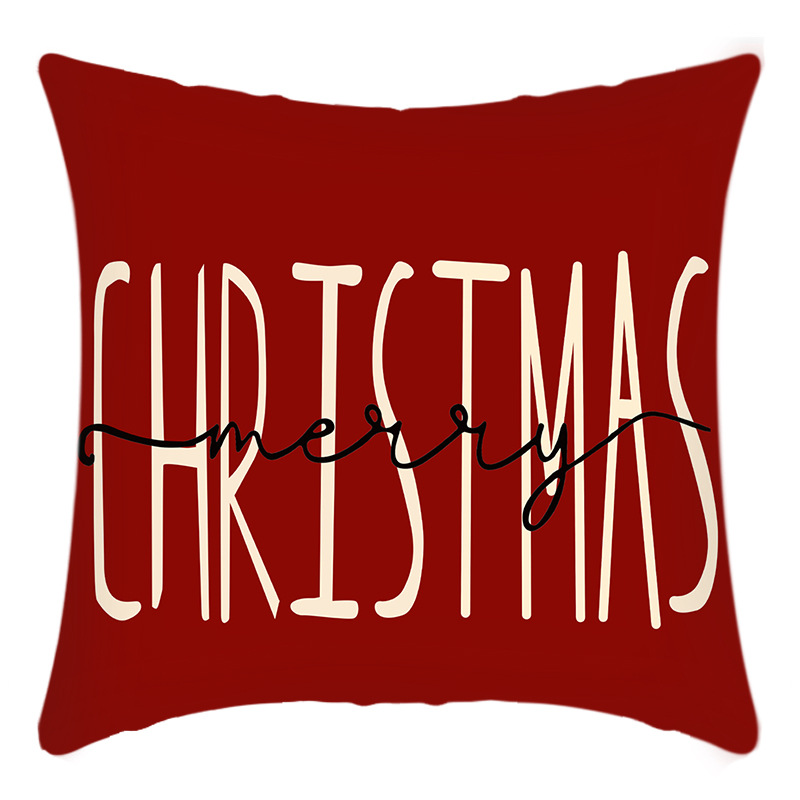 New Christmas Pillow Cover Red Simple Christmas Printing Amazon Cross-Border Cushion Home Throw Pillowcase