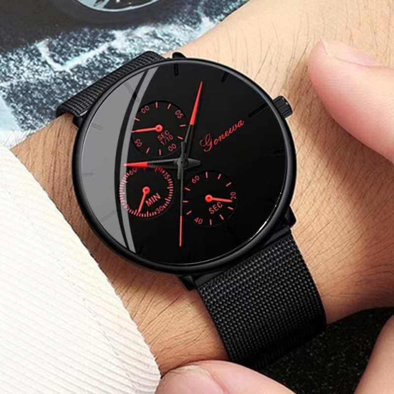 Wish Cross-Border Hot Fashion Elegant Ultra-Thin Mesh Belt Men's Table High-End Business Men's Quartz Watch Spot Wholesale