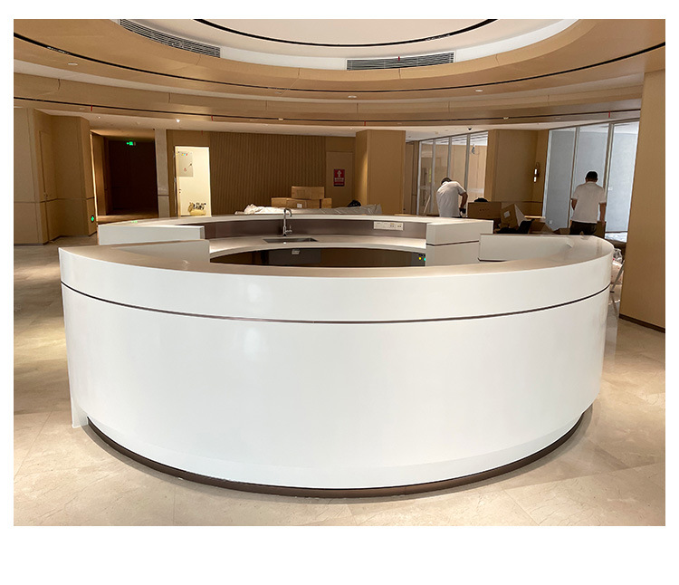 杜邦可丽耐人造石圆形岛台纯亚克力圆弧异形接待台酒店