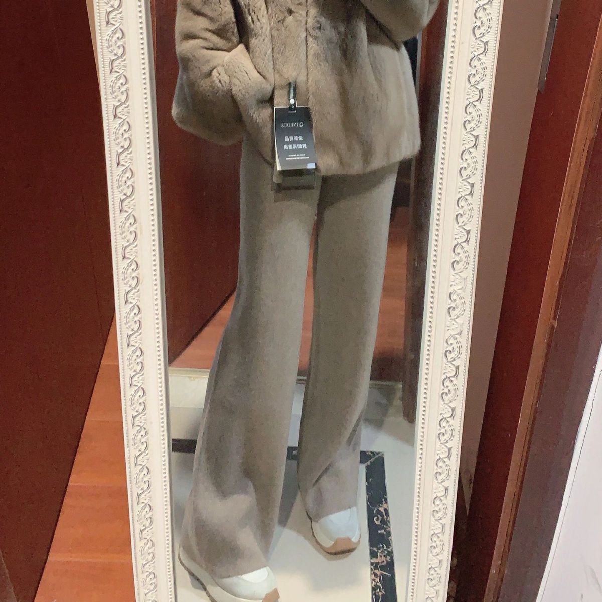 秋冬新款高腰宽松羊毛针织阔腿裤女垂感毛线外穿直筒阔腿拖地长裤