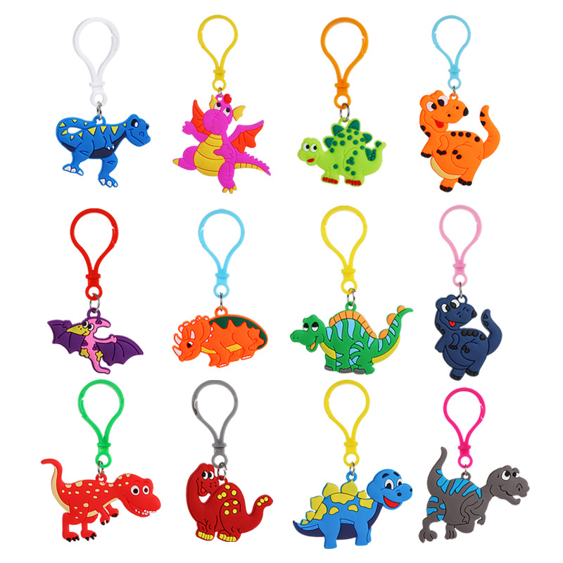 Cross-Border European and American Dinosaur Keychain Party Small Gift PVC Crafts Car Accessories Ornaments Dinosaur Toys