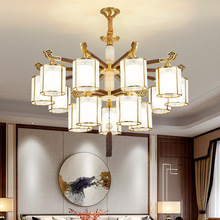新中式全铜实木客厅吊灯新款高端别墅大气中国风复式楼中楼梯灯具