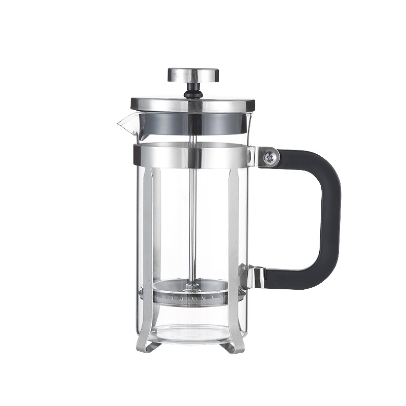 [Ma Yi Coffee] New Flat Lid Heat-Resistant Tea Infuser Stainless Steel Milk Frother Push-Type French Press
