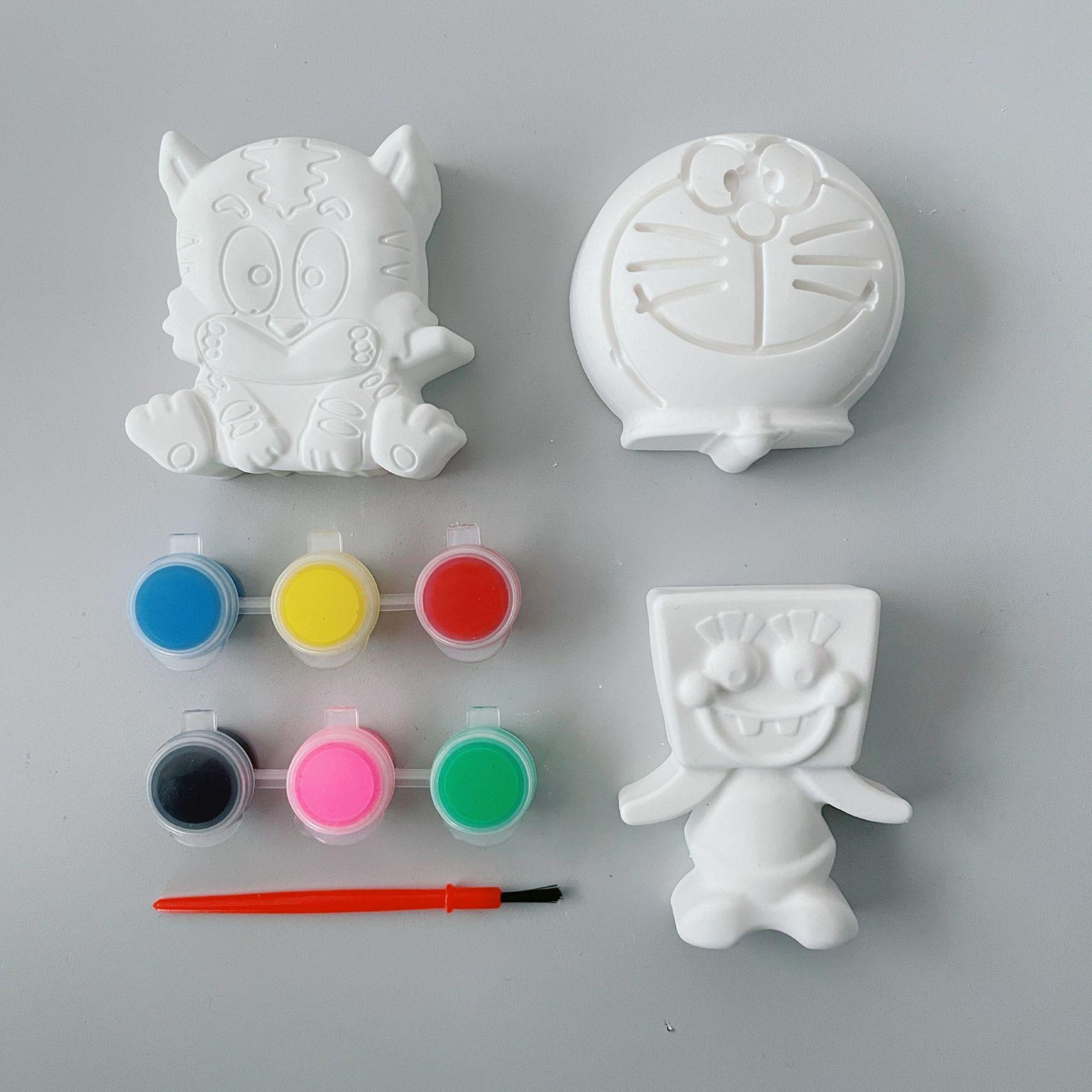 白坯石膏娃娃儿童涂色玩具卡通石膏地摊货源diy手工涂鸦彩绘石膏