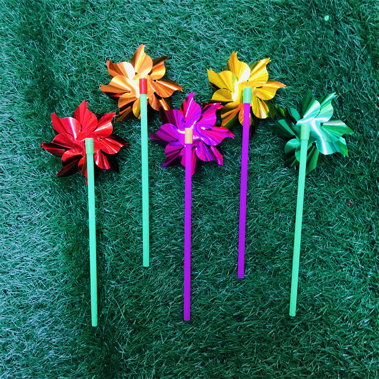 Factory Direct Sales New Single Plastic Sheet Small Flower Windmill Activity Decoration Hand-Held Lightweight Toy Little Windmill