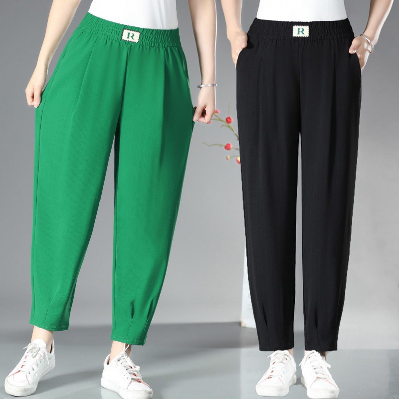 新款妈妈裤子中老年女士宽松休闲夏季薄款休闲哈伦洋气小脚裤子女