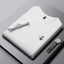 高品质丝光棉短袖t恤男夏季丝滑冰丝体恤男装宽松圆领半袖上衣潮