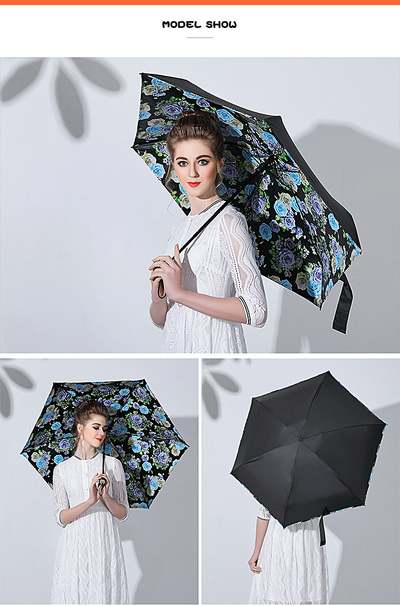 掌中伞女创意款袖珍铝五折玫瑰花伞 防紫外线迷你遮阳伞现货批发