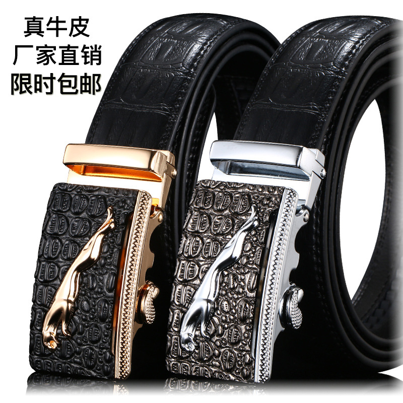 Manufacturer Leather Belt Men's Wholesale Automatic Leather Buckle Casual High-End Belt Men's Cowhide Business Men's Pant Belt