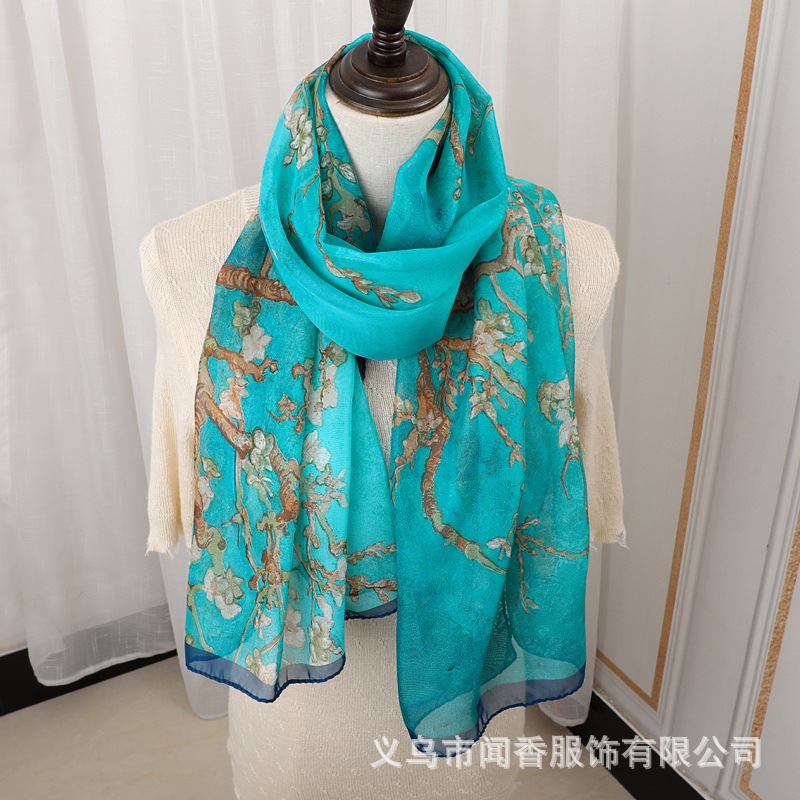 Chiffon Printed Scarf Mother Fashion All-Match Silk Scarf Female 155 * 50cm Chiffon Long Silk Scarf Factory Wholesale