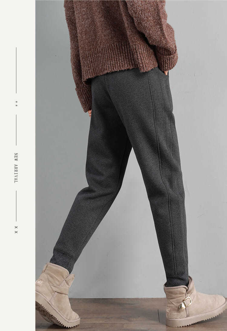 加绒加厚运动裤女冬季宽松卫裤束脚女裤羊羔绒裤子外穿棉裤秋冬女